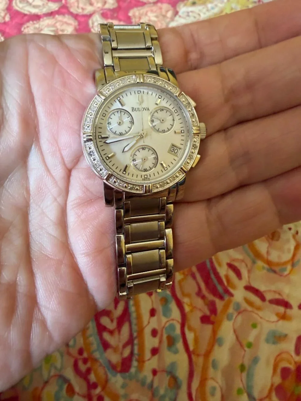Bulova Women's Diamond Chronograph Watch (Model 96R19) NWT